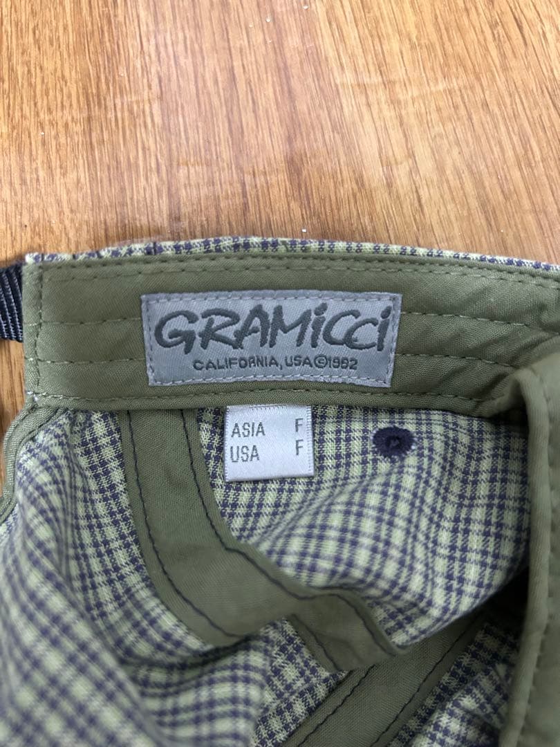GRAMICCI キャップ チェック柄　カーキ　売り切れ　デッドストック