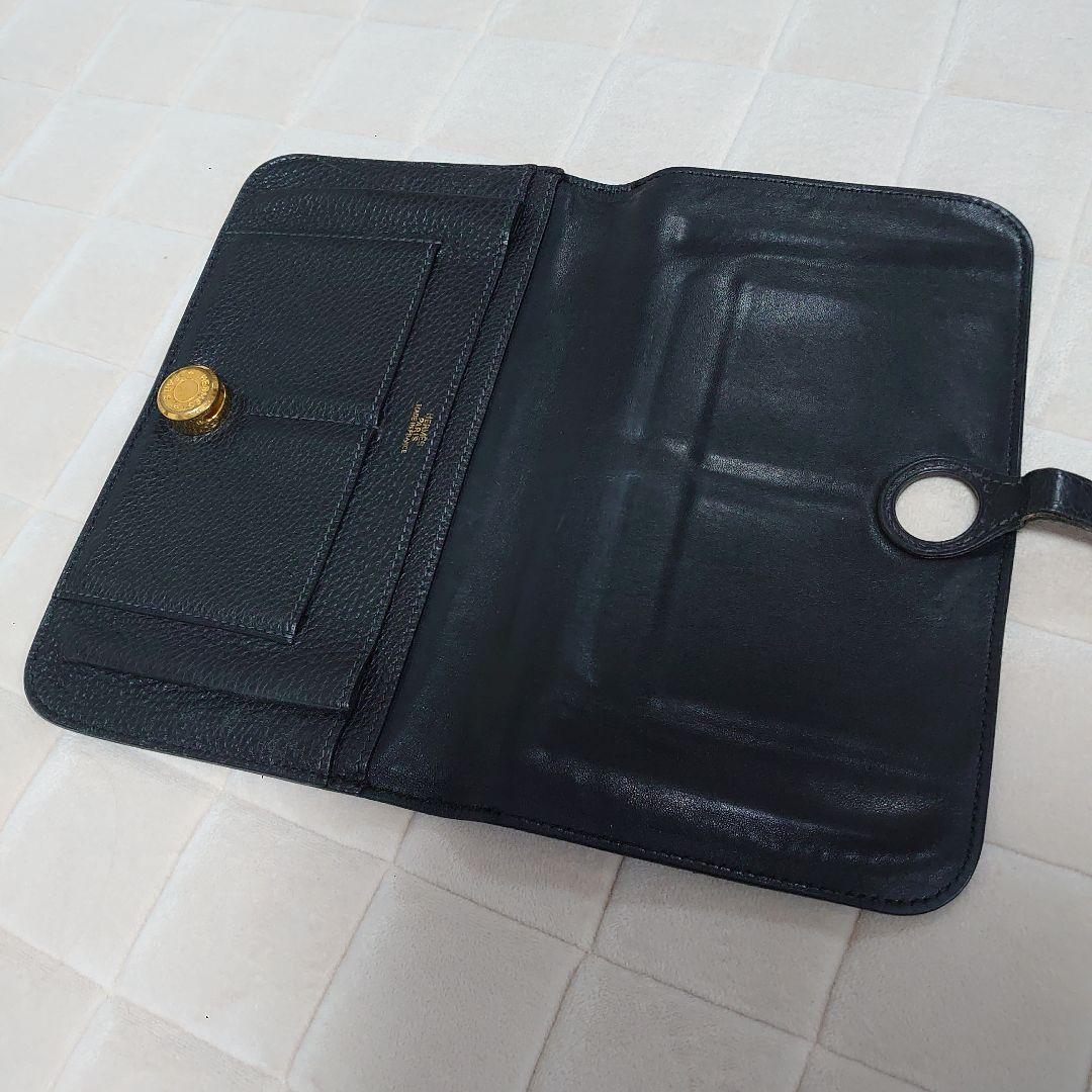 エルメスブラックレザー二つ折り財布