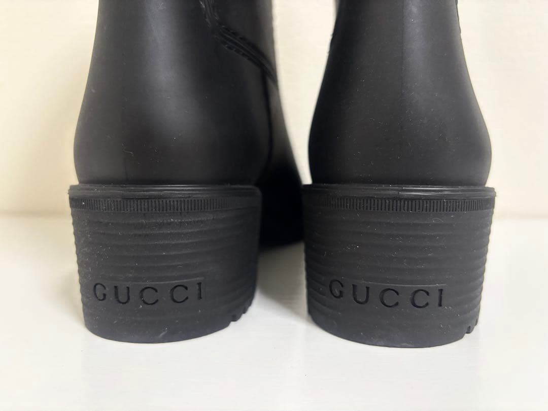 未使用 GUCCI ブラック GGマーモント ラバーレインブーツ