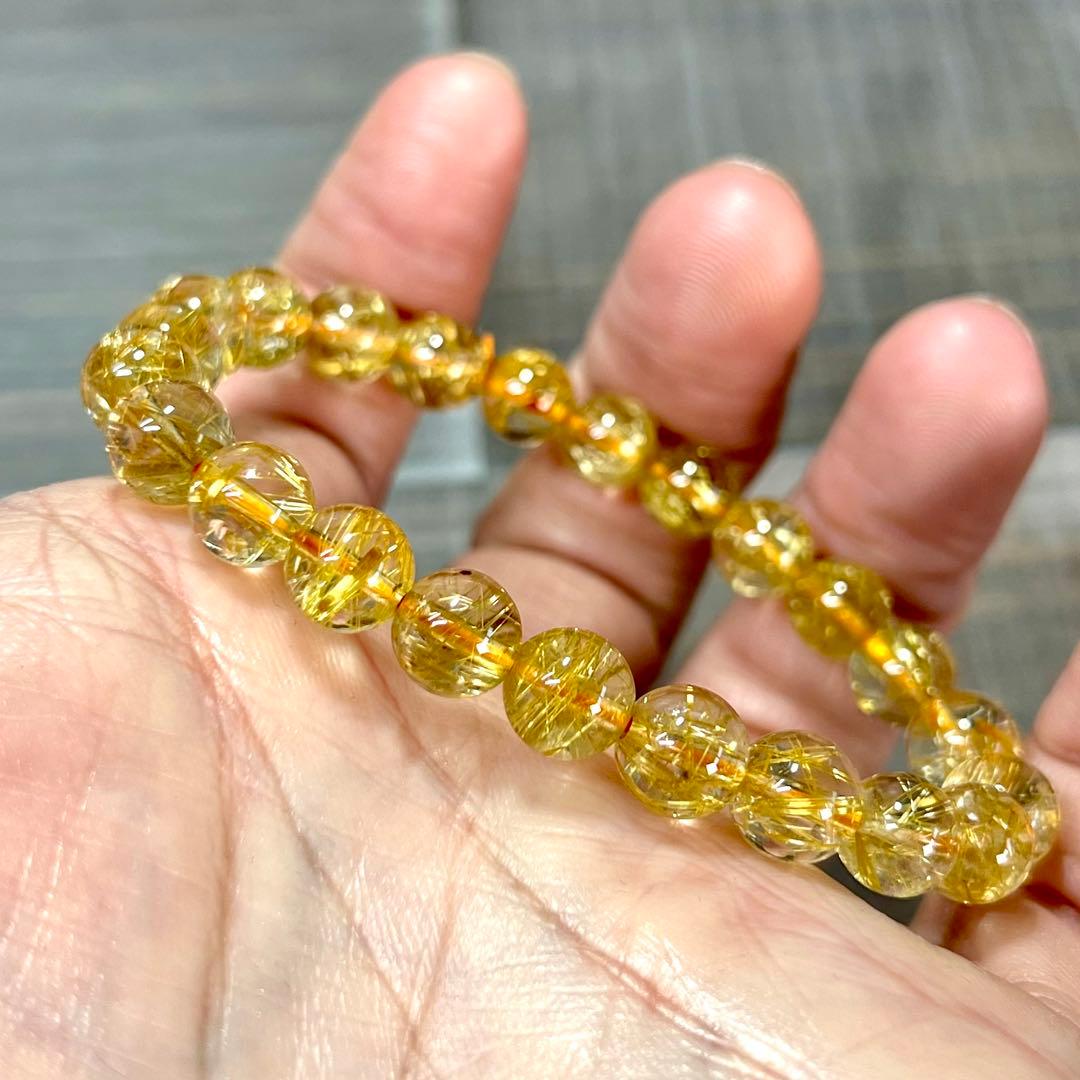 最高級　ゴールドルチルブレスレット　ギラギラ感美しい　ルチルクォーツ　11