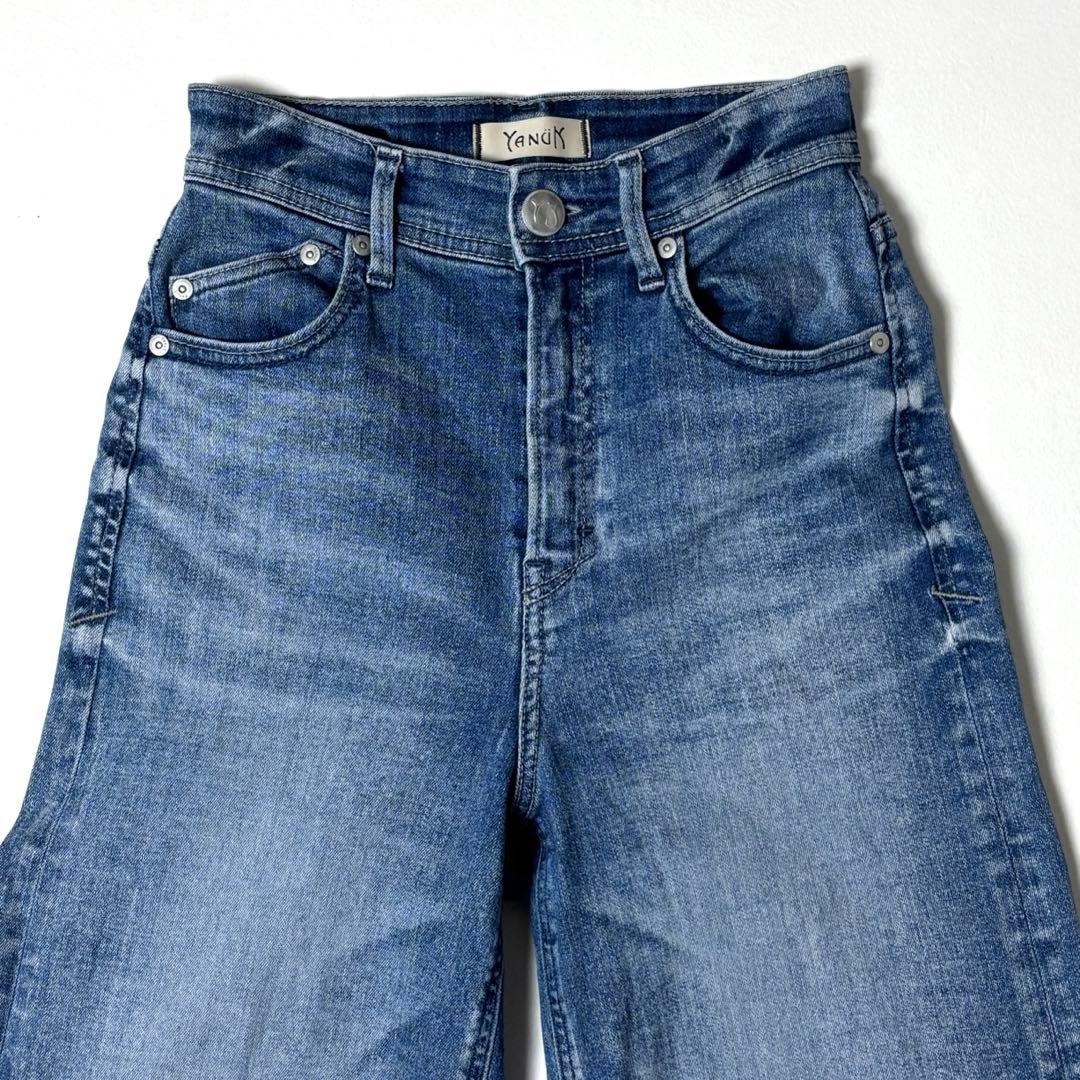 【美品】ヤヌーク ワイドフレアデニムパンツ インディゴ CVL 22