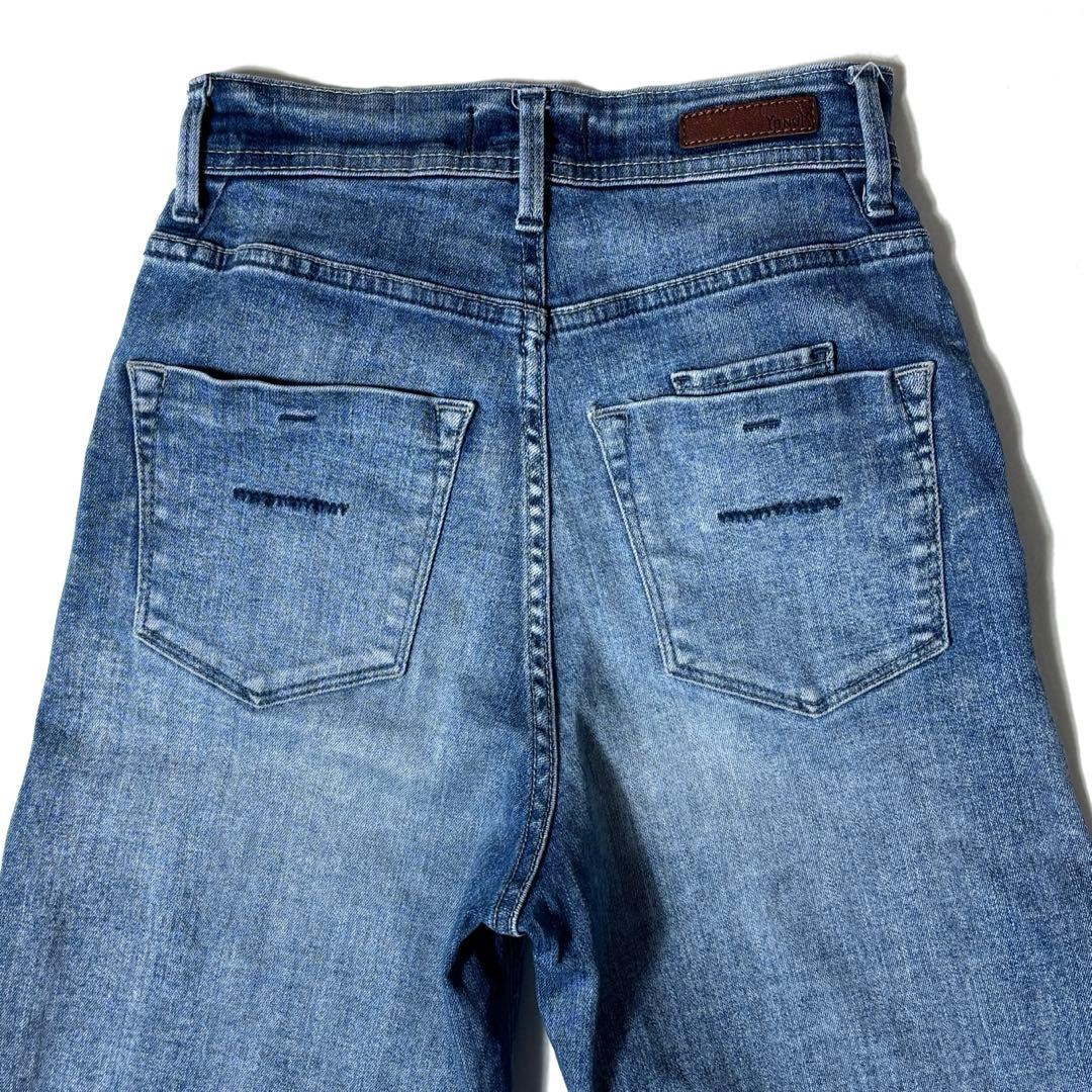 【美品】ヤヌーク ワイドフレアデニムパンツ インディゴ CVL 22