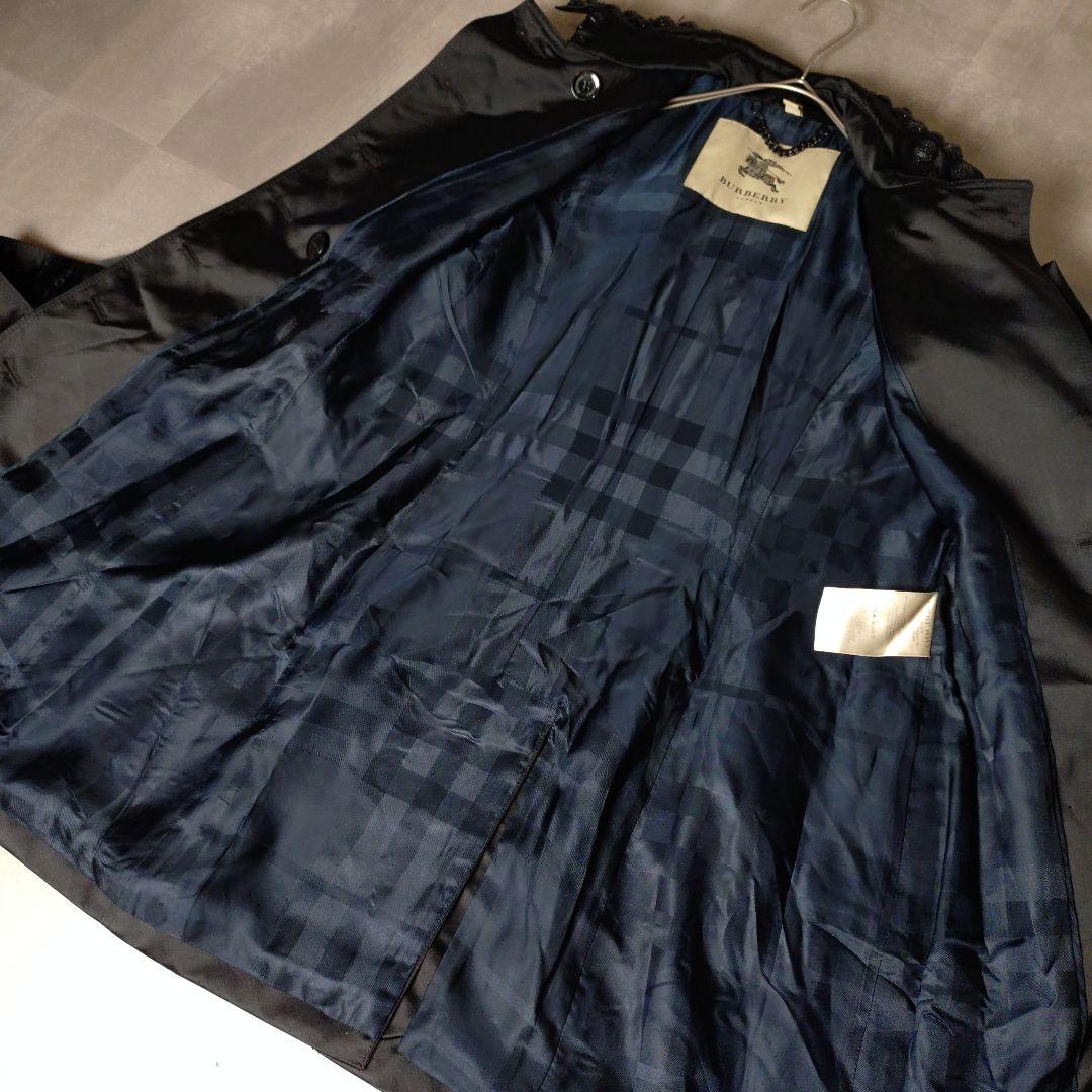 Burberry　サテン装飾付きトレンチコートブラック　ITA36 XS
