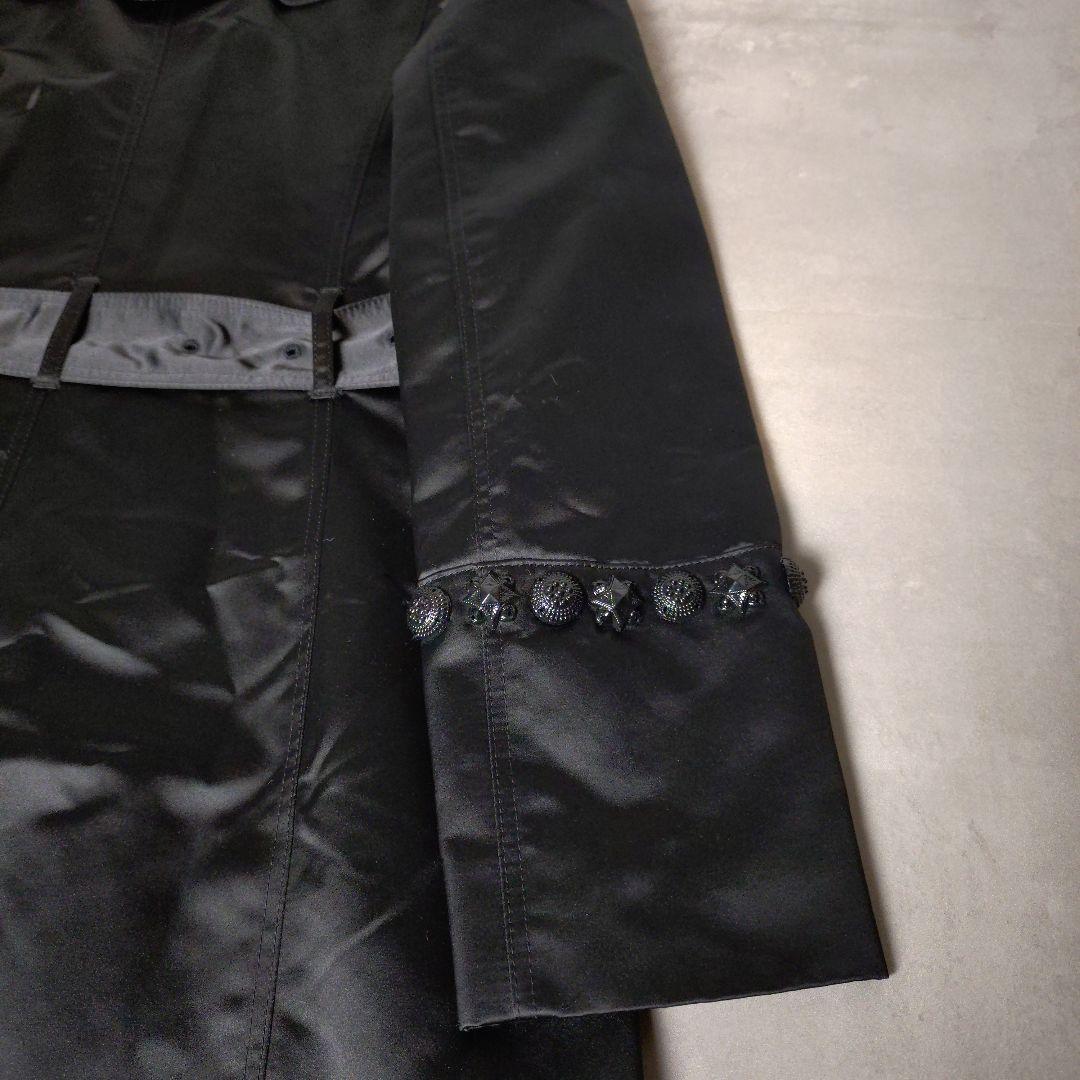 Burberry　サテン装飾付きトレンチコートブラック　ITA36 XS