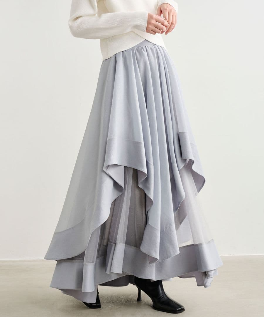 ココディール ウェーブフレアオーガンジースカート 26ss