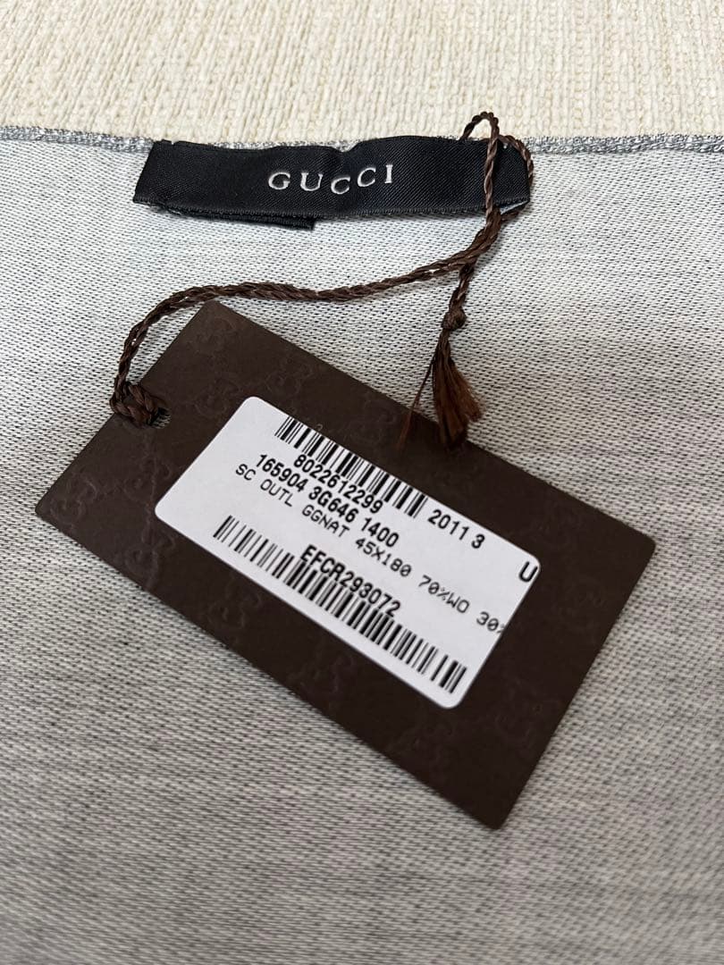 【美品】グッチ Gucci GG柄 ウールシルク ストール グレー