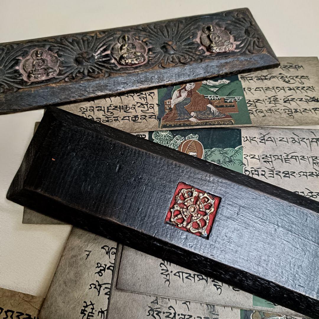 金彩 手描き アンティーク チベット 密教経典 仏教美術 骨董 骨董