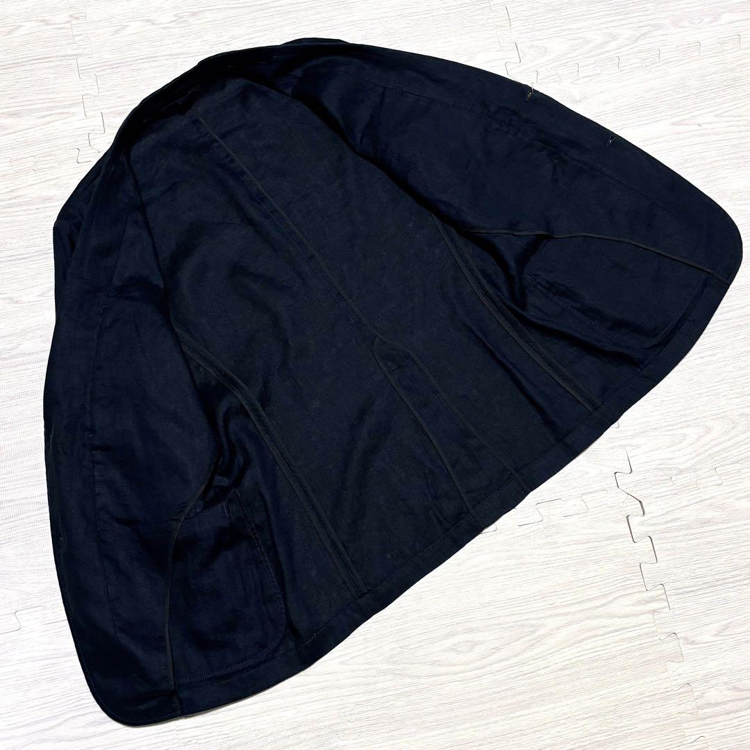 新品 未使用 無印良品 MUJI アンコンジャケット リネン100% 紺 L