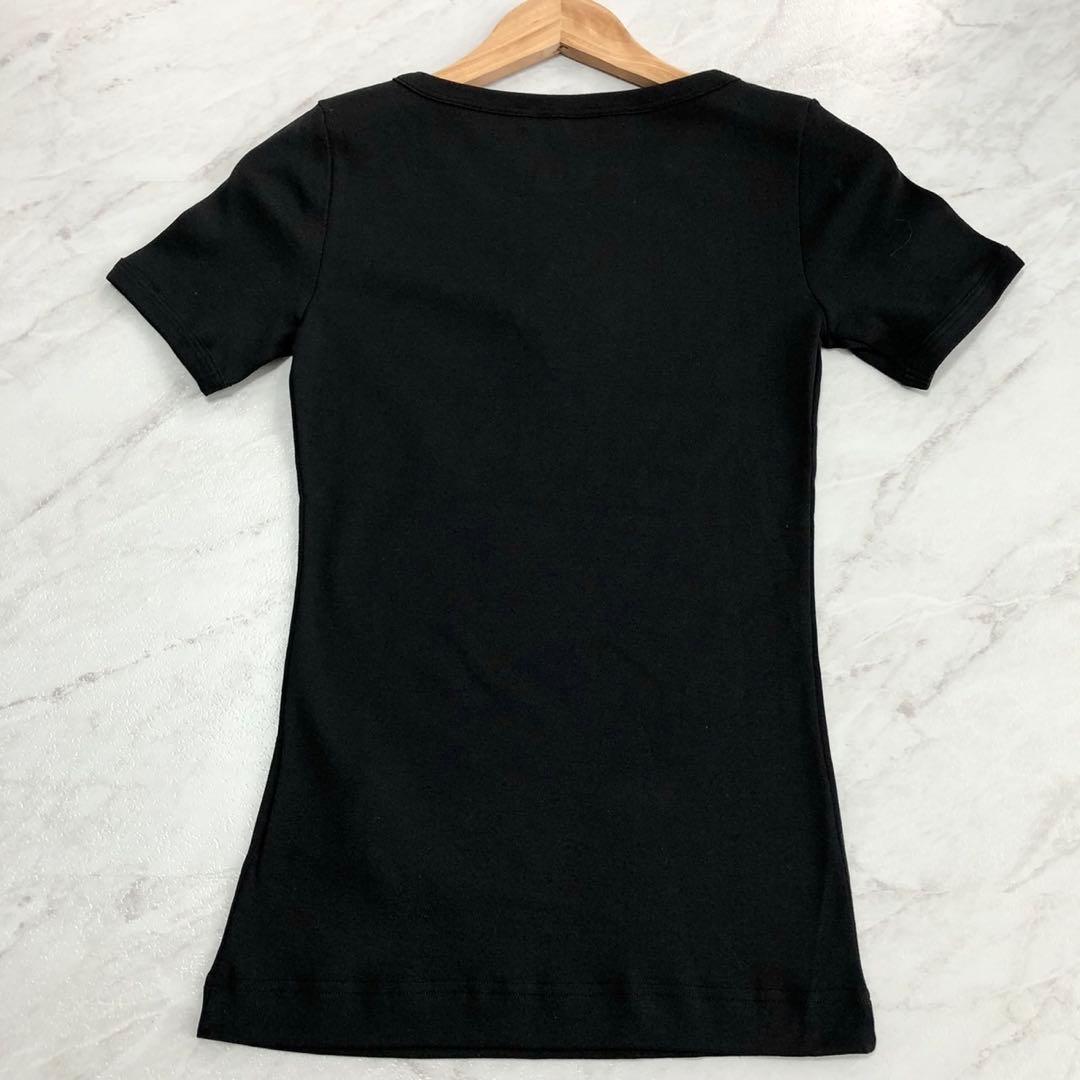 【未使用級】ドルチェ&ガッバーナ ビジュー Tシャツ 襟ロゴ ブラック 38