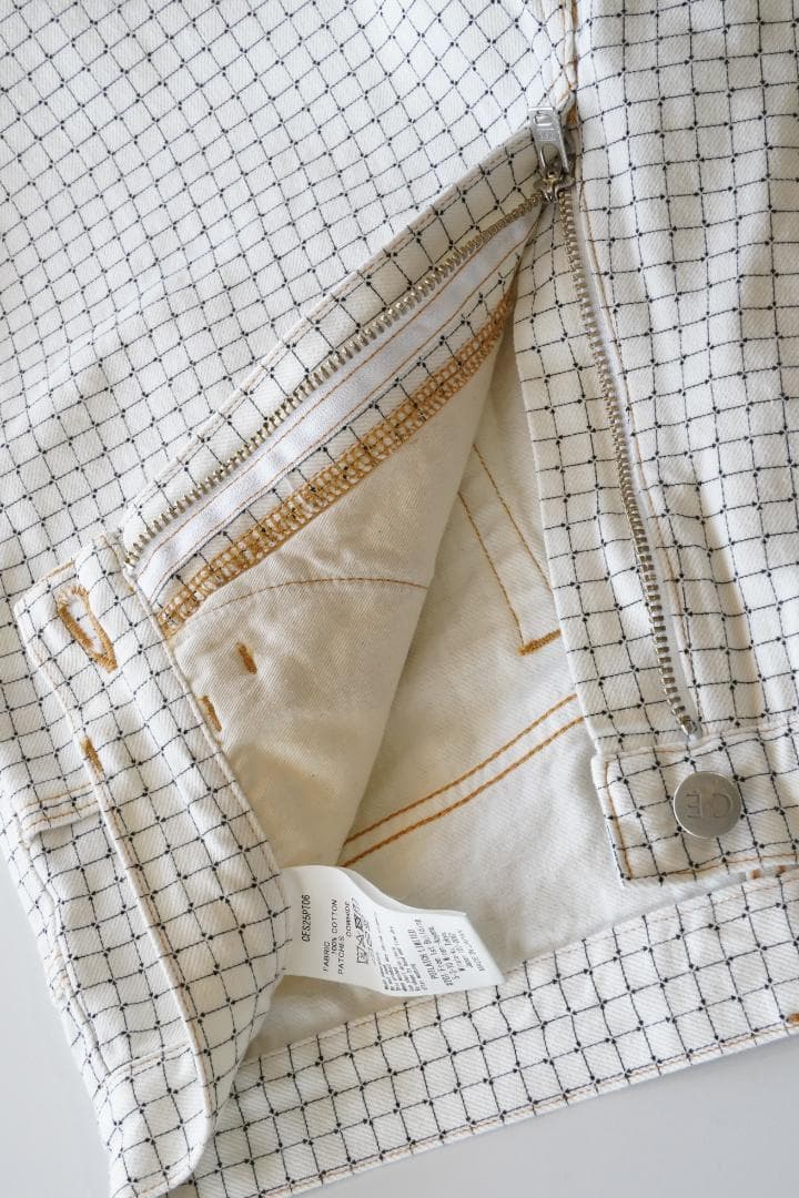 C.E 24SS WHITE GRID CHECK PANTS 白 M 未使用