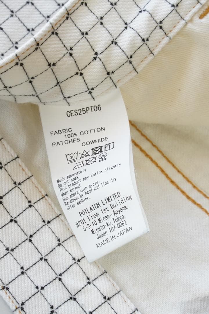 C.E 24SS WHITE GRID CHECK PANTS 白 M 未使用
