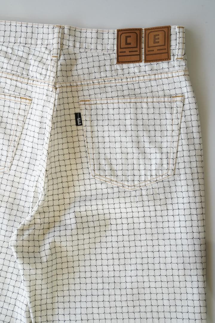 C.E 24SS WHITE GRID CHECK PANTS 白 M 未使用