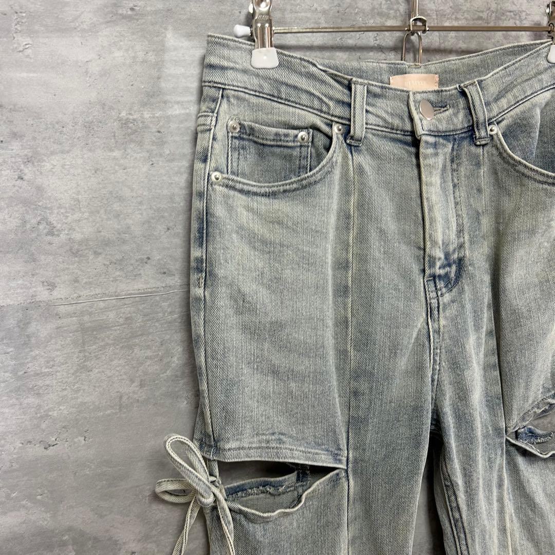 RESEXXY カットアウトリボンデニムパンツ S ブーツカット 人気　フレア