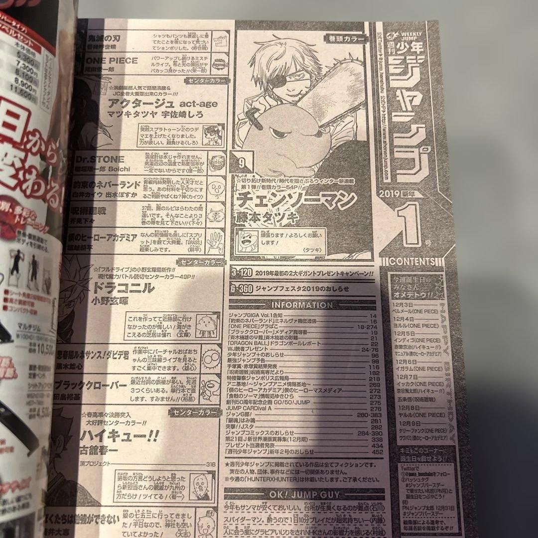 m*o様 週刊少年ジャンプ 54号 チェンソーマン　新連載