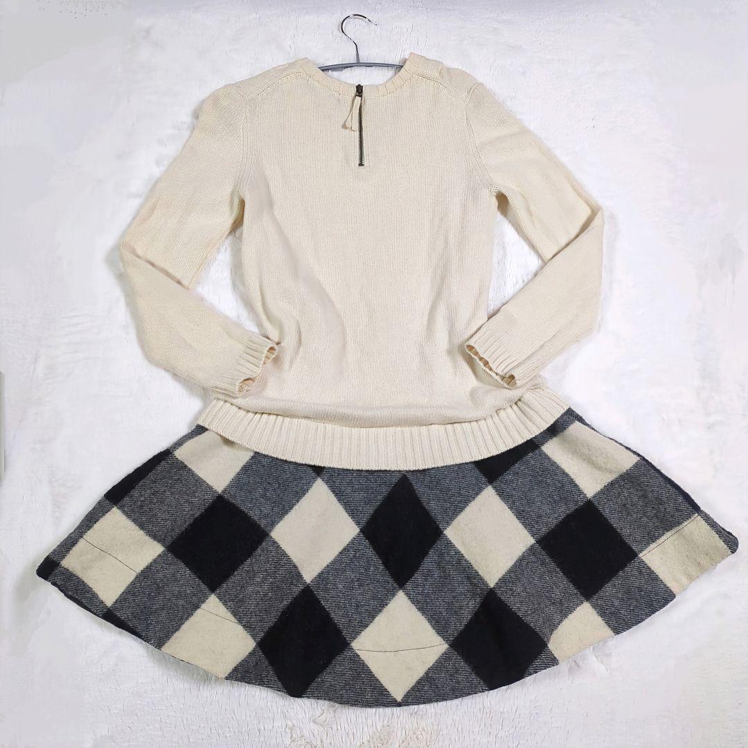 最終★美品✨️バーバリーブルーレーベル♡ケーブル編みニット♡ドッキングOP