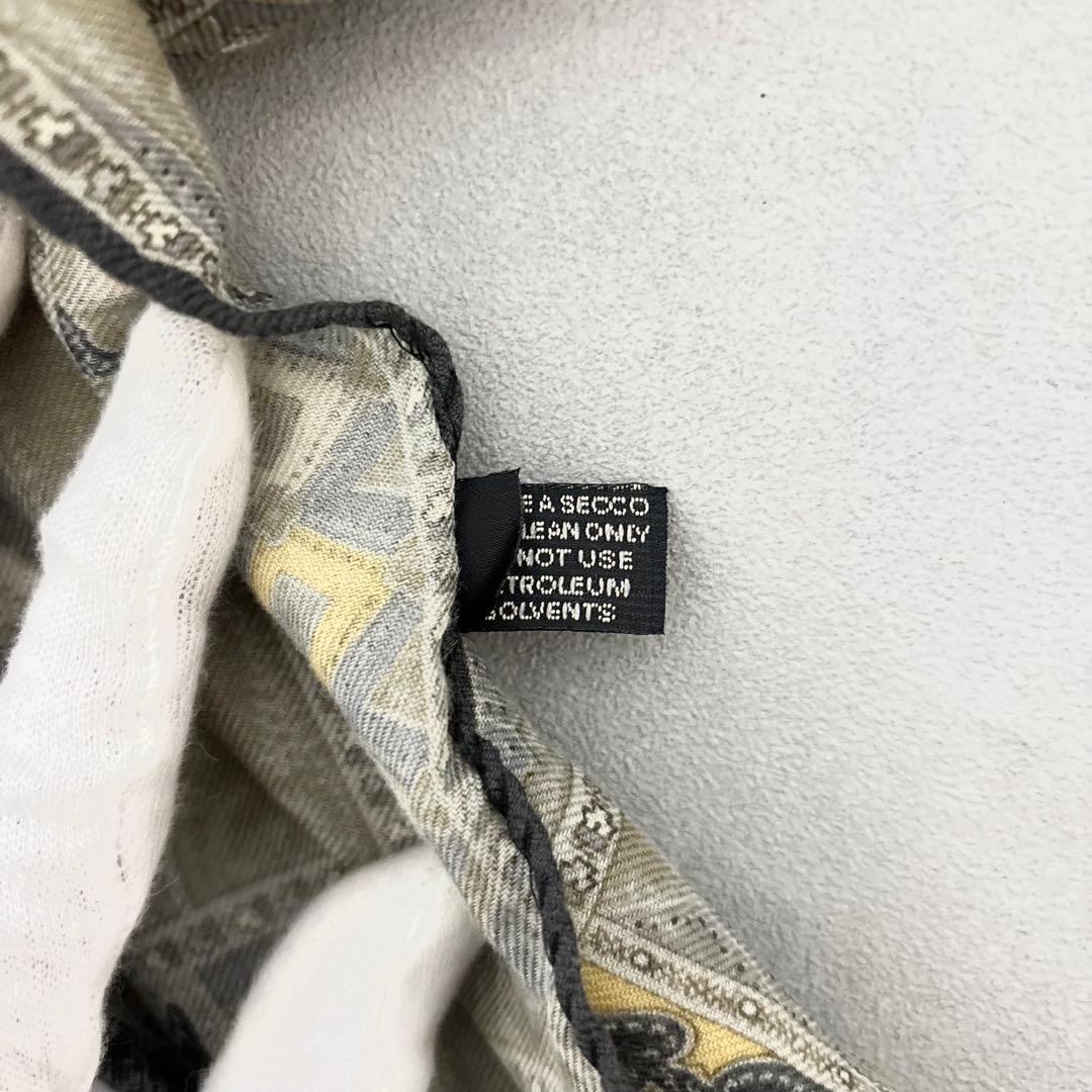 美品✨ETRO ストール ペイズリー柄 ウール シルク 総柄 ロゴ