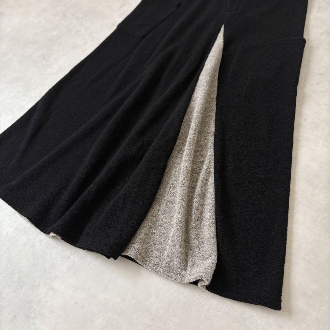 Y's ニットロングスカート 切替デザイン ブラック×ベージュ 美品