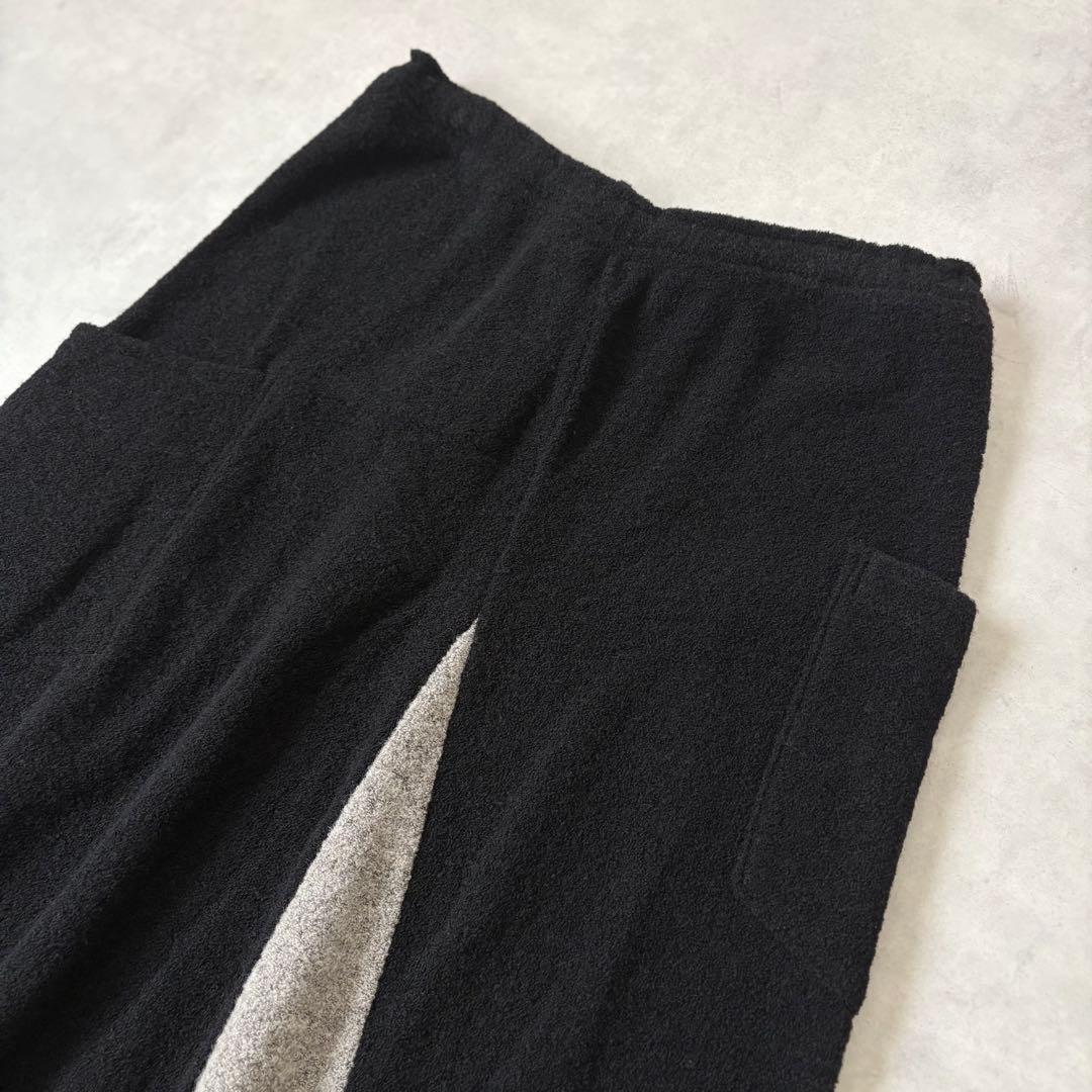 Y's ニットロングスカート 切替デザイン ブラック×ベージュ 美品