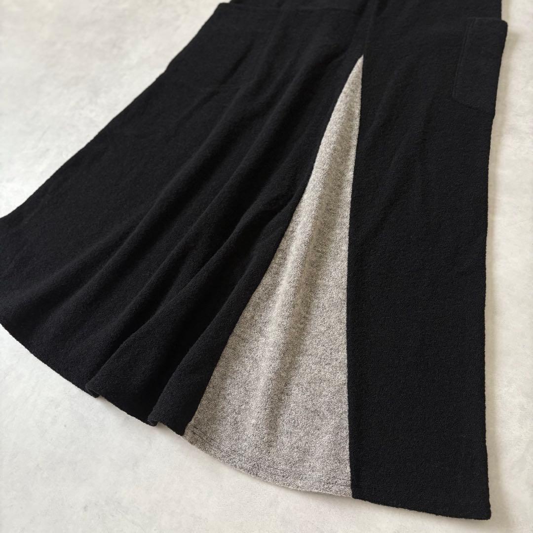 Y's ニットロングスカート 切替デザイン ブラック×ベージュ 美品