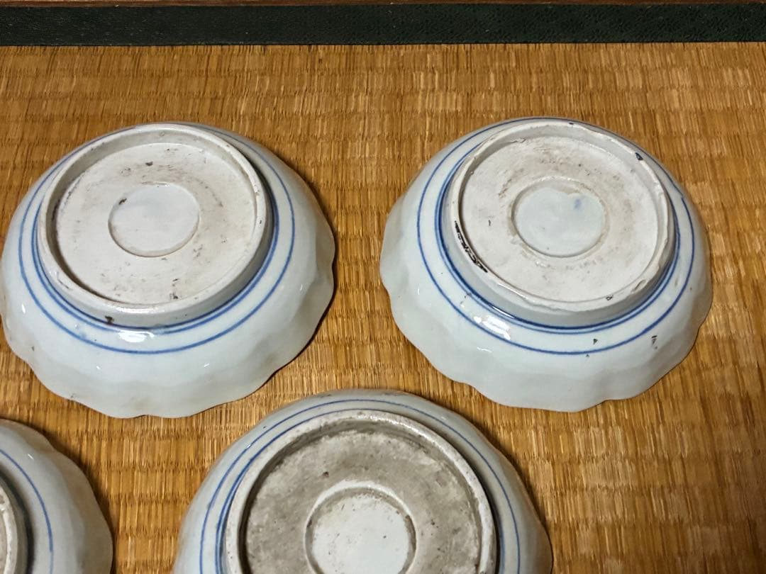 古伊万里 伊万里 染付 色絵 膾皿 中皿 六枚