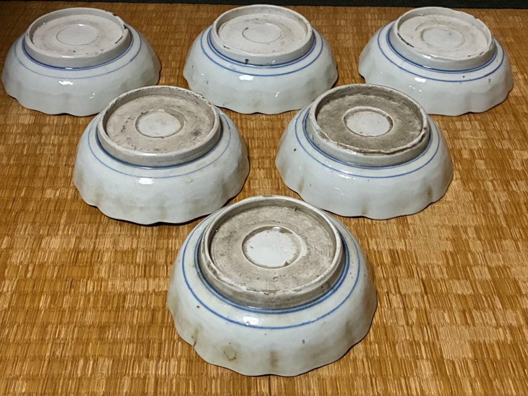 古伊万里 伊万里 染付 色絵 膾皿 中皿 六枚
