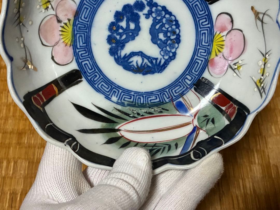 古伊万里 伊万里 染付 色絵 膾皿 中皿 六枚