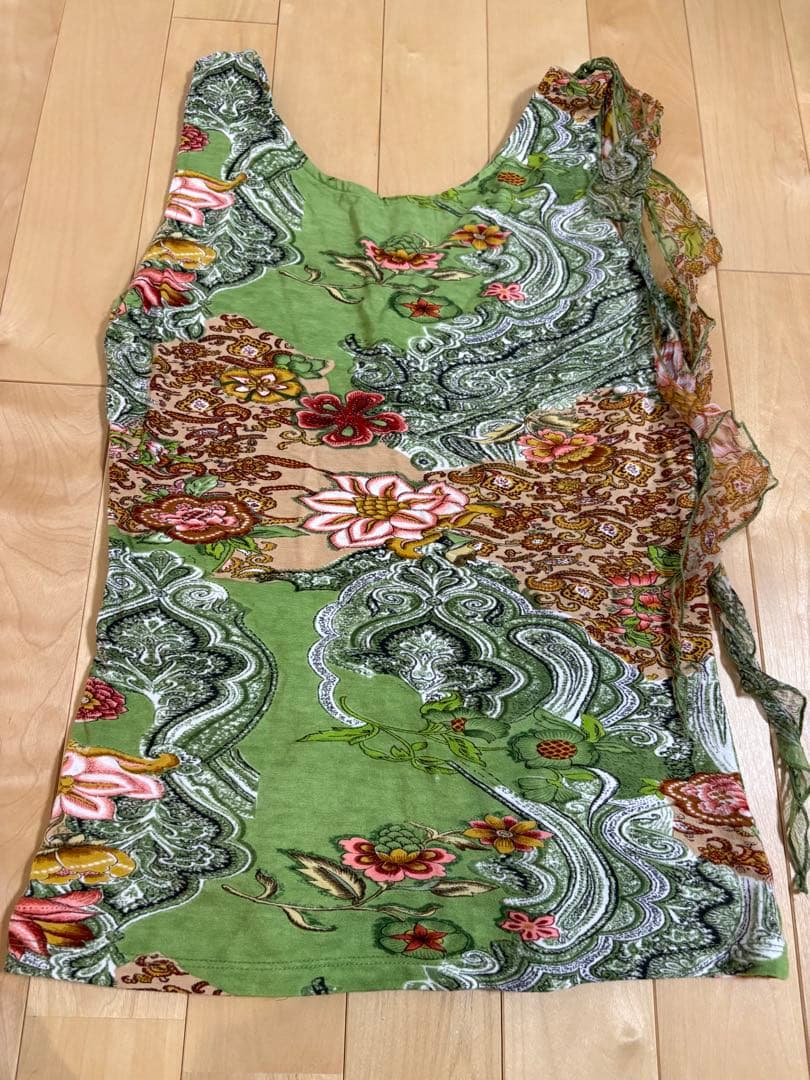 René Derly 花柄タイダイ Tシャツ Mサイズ　リゾート　パリ　ビーズ