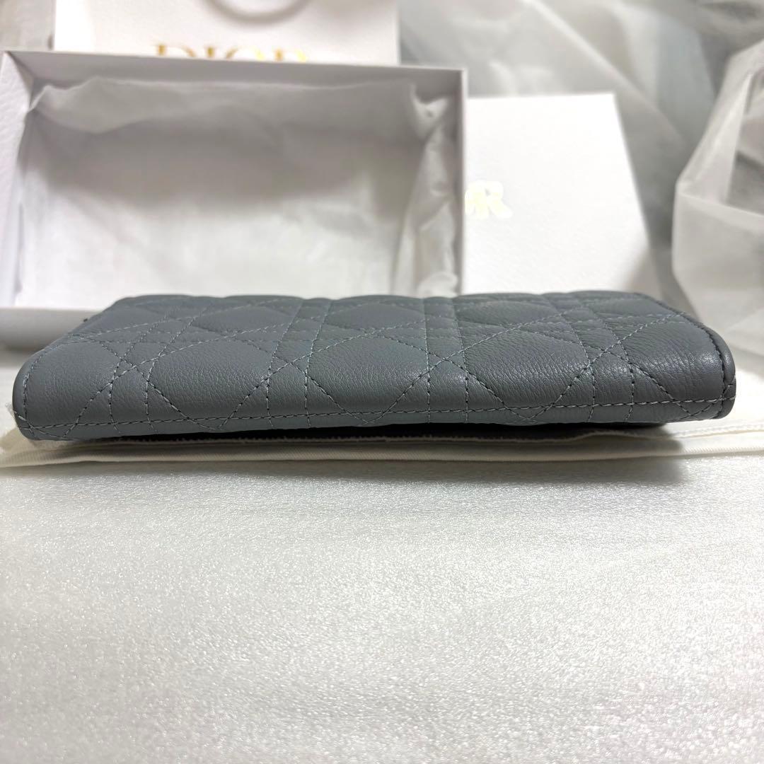 【超美品・備品付き】Dior ロングウォレット カナージュ カーフスキン ブルー