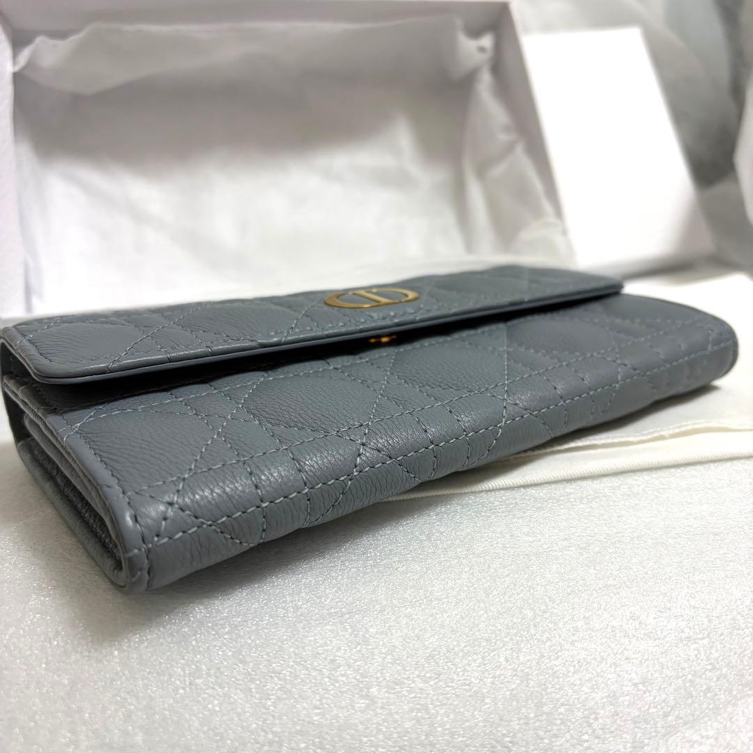 【超美品・備品付き】Dior ロングウォレット カナージュ カーフスキン ブルー