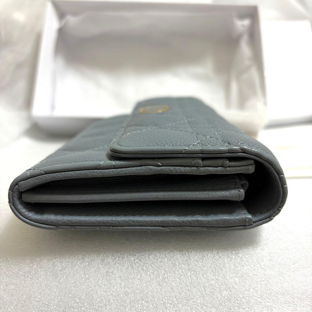 【超美品・備品付き】Dior ロングウォレット カナージュ カーフスキン ブルー