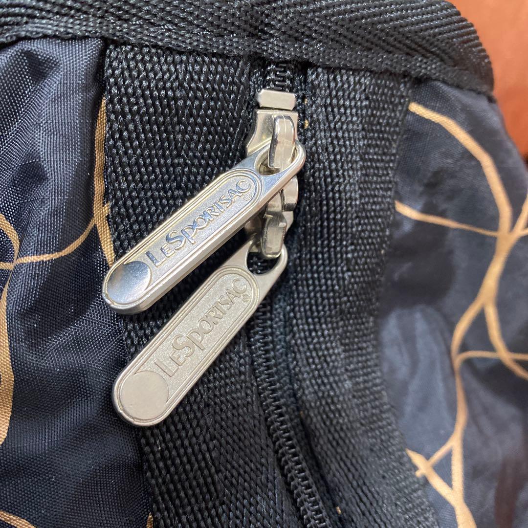 LeSportsac レスポートサック ボストンバッグ ブラック黒 金 ゴールド