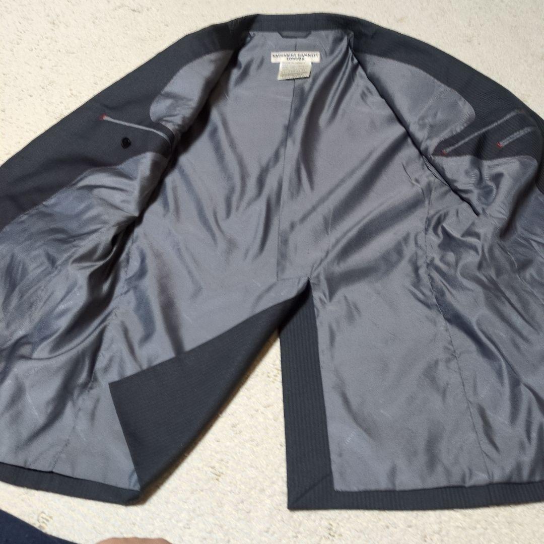KATHARINE HAMNETT スーツ XL ダークグレー ストライプ