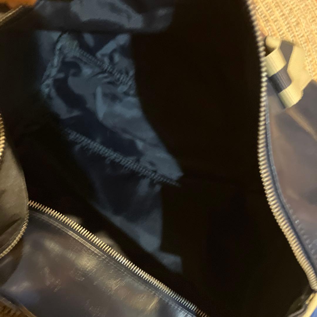 フレッドペリー　ネイビー ボストンバッグ ストライプデザイン