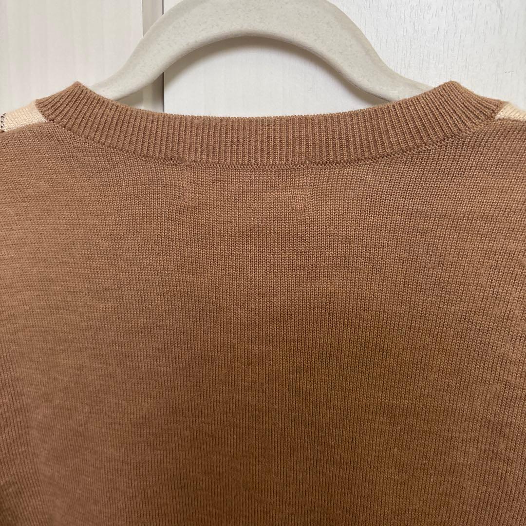 リリーブラウン ロゴ刺繍アーガイルカーディガン