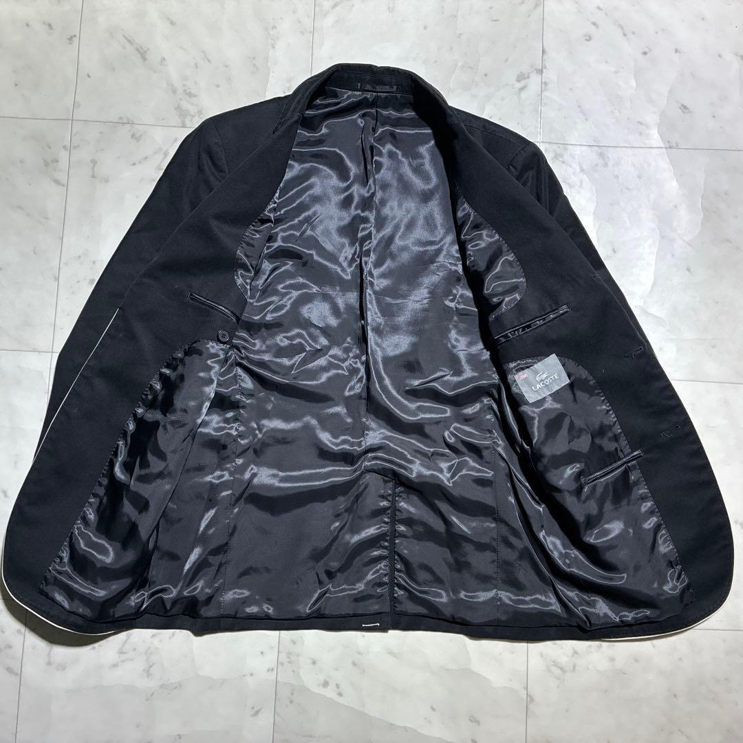未使用品/ L ラコステ　テーラードジャケット　パイピング　カシミヤ　黒　白