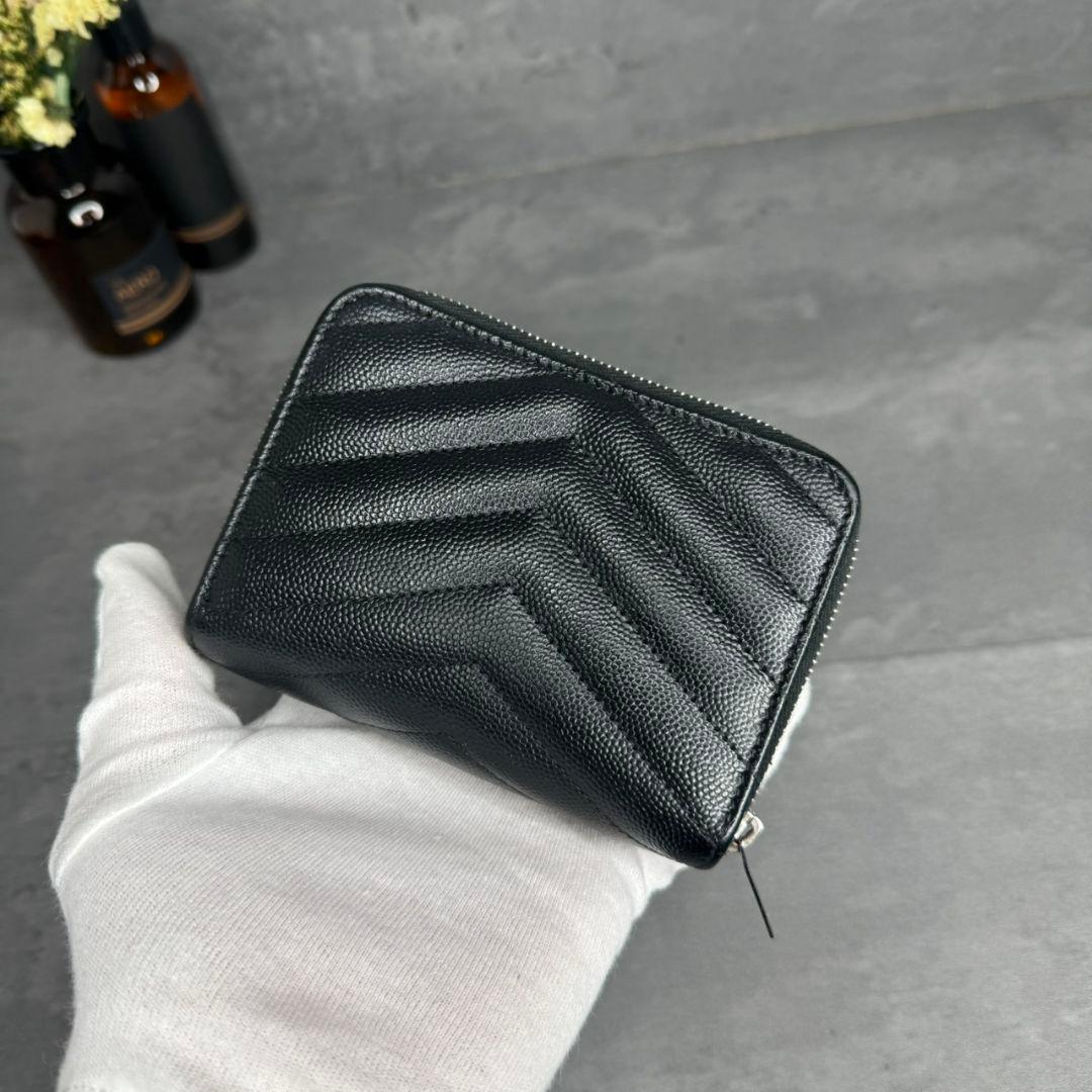 ★美品★SAINT LAURENT 2つ折り財布 キャビアスキン YSL 黒