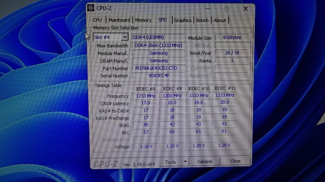 SAMSUNG DDR4-2666 8GB×2枚（16GB）②
