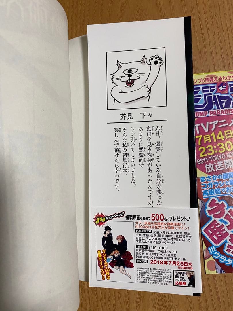 【全巻0巻〜30巻初版】呪術廻戦 1巻 初版 帯あり 応募券あり ジャンパラ付き