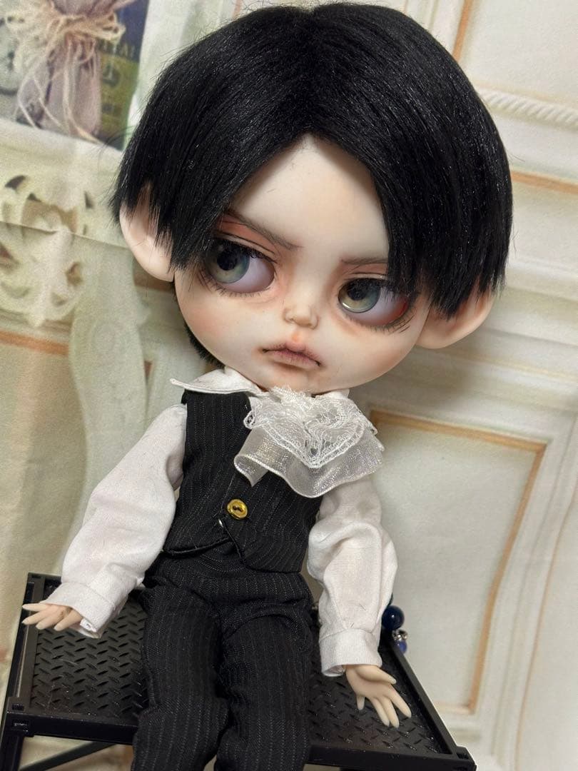 アイシードール本体男の子　ボアウィッグ　OF付き　カスタムアイシードール パテ盛