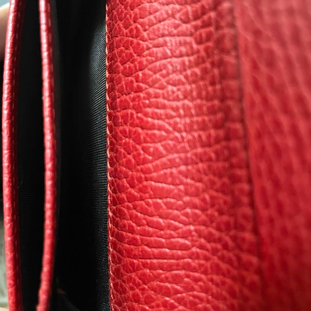 希少GUCCI 本革　GG マーモント　名刺入れ　赤　シボ革　鑑定済み正規品保証