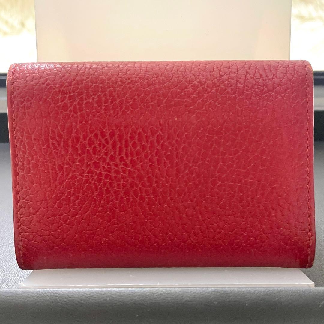 希少GUCCI 本革　GG マーモント　名刺入れ　赤　シボ革　鑑定済み正規品保証