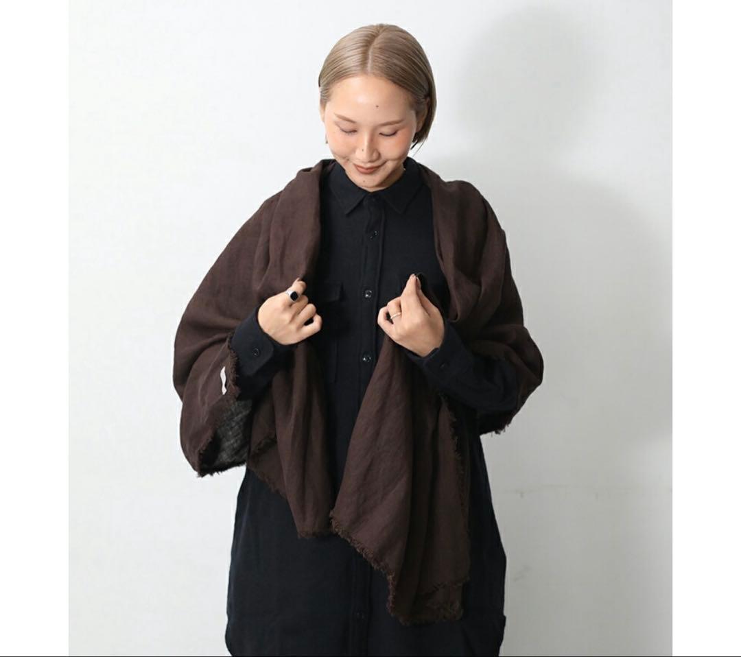 新品★フォグリネンワーク★トゥズ フリンジ スカーフ★チョコレート★リネン★今季