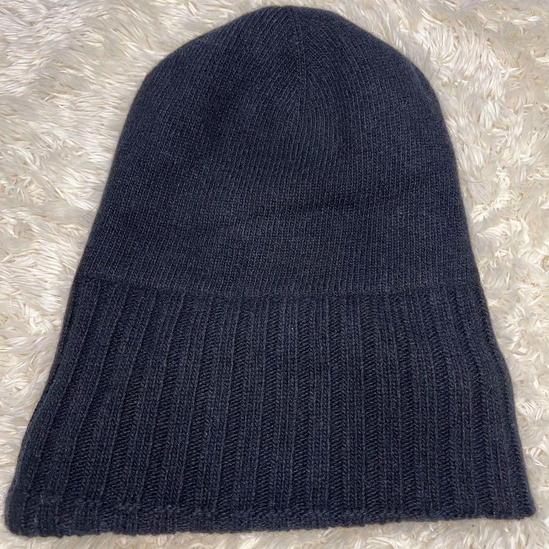 【美品】MONCLER ニット帽 ワッペン デカロゴ ビーニー