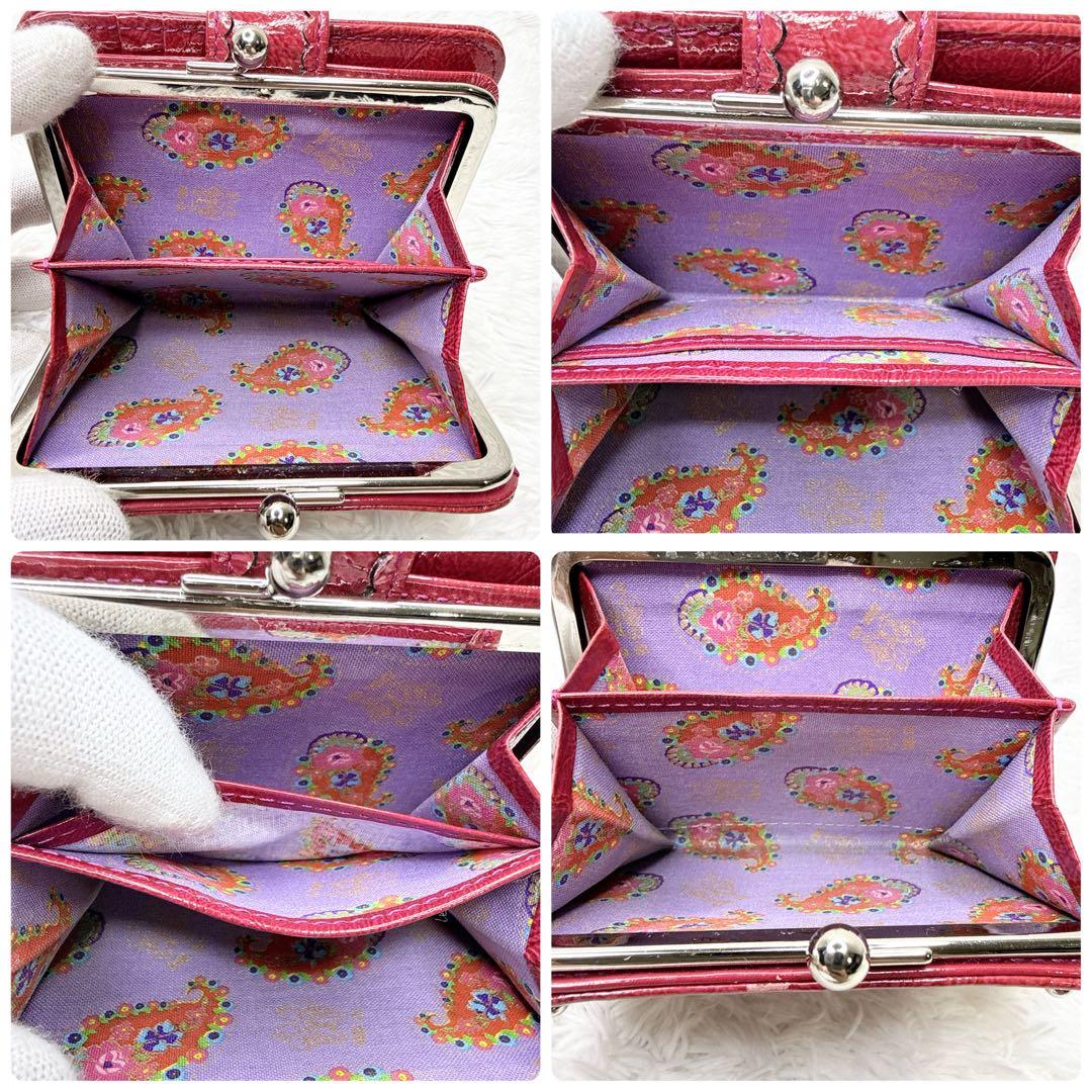 ANNA SUI がま口 二つ折り財布 蝶 チャーム スタッズ エナメル