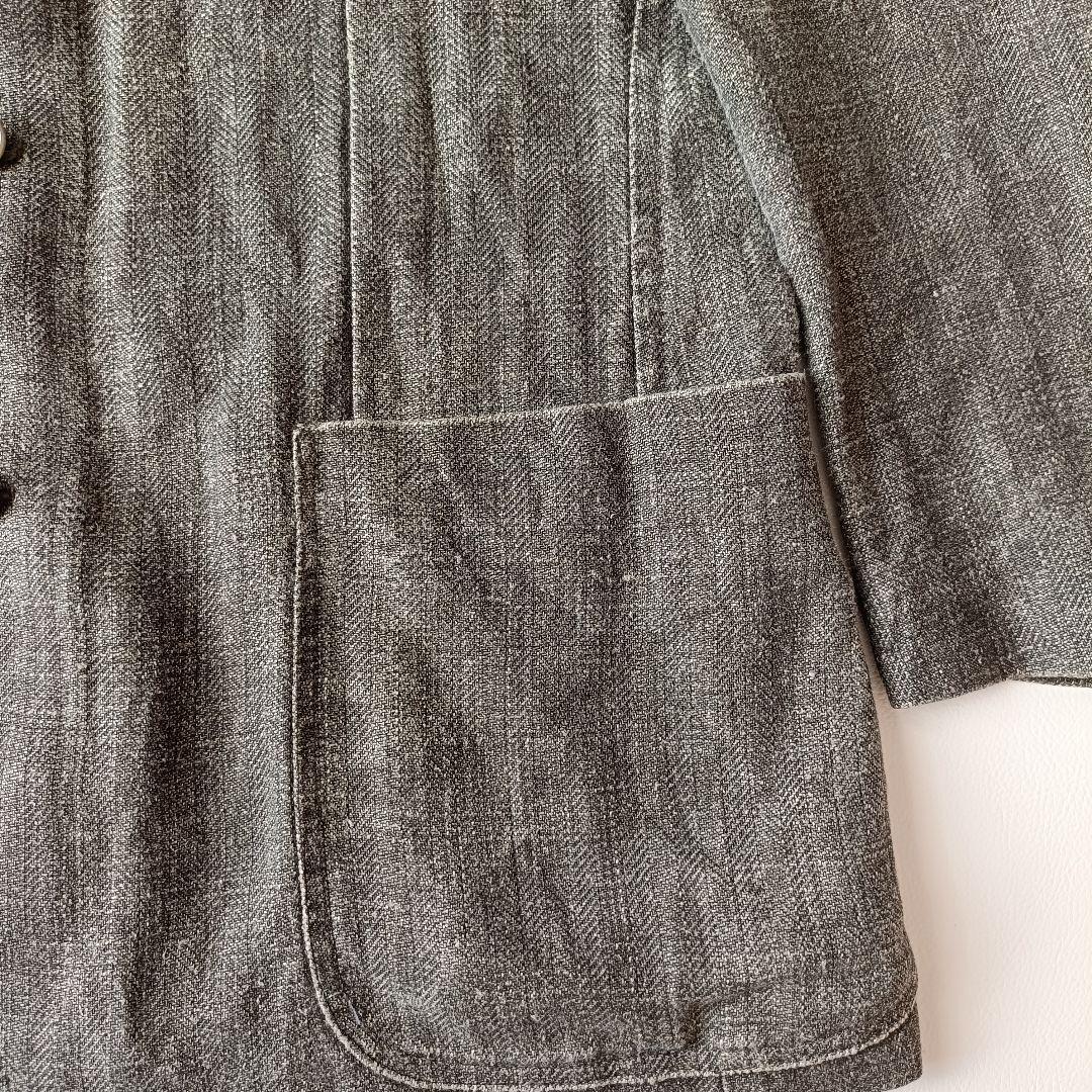 【美品/伊製】KRIZIAUOMO リネン100 ヘリンボーン ジャケット XL