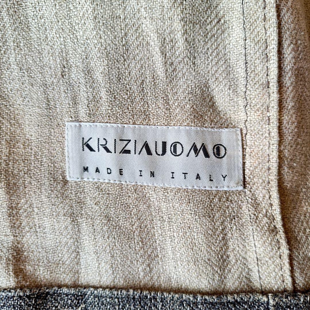 【美品/伊製】KRIZIAUOMO リネン100 ヘリンボーン ジャケット XL