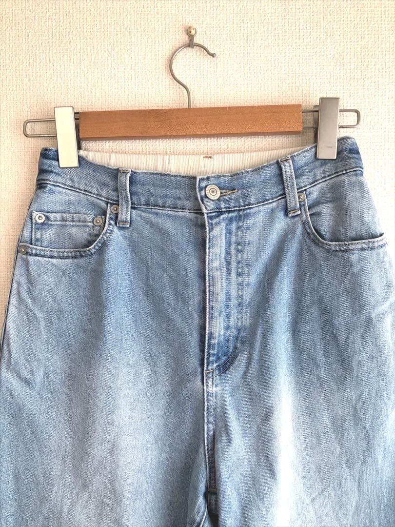 ソフトウエストワイドデニムパンツ【現在販売中】バンヤードストーム ♪新色ブルー