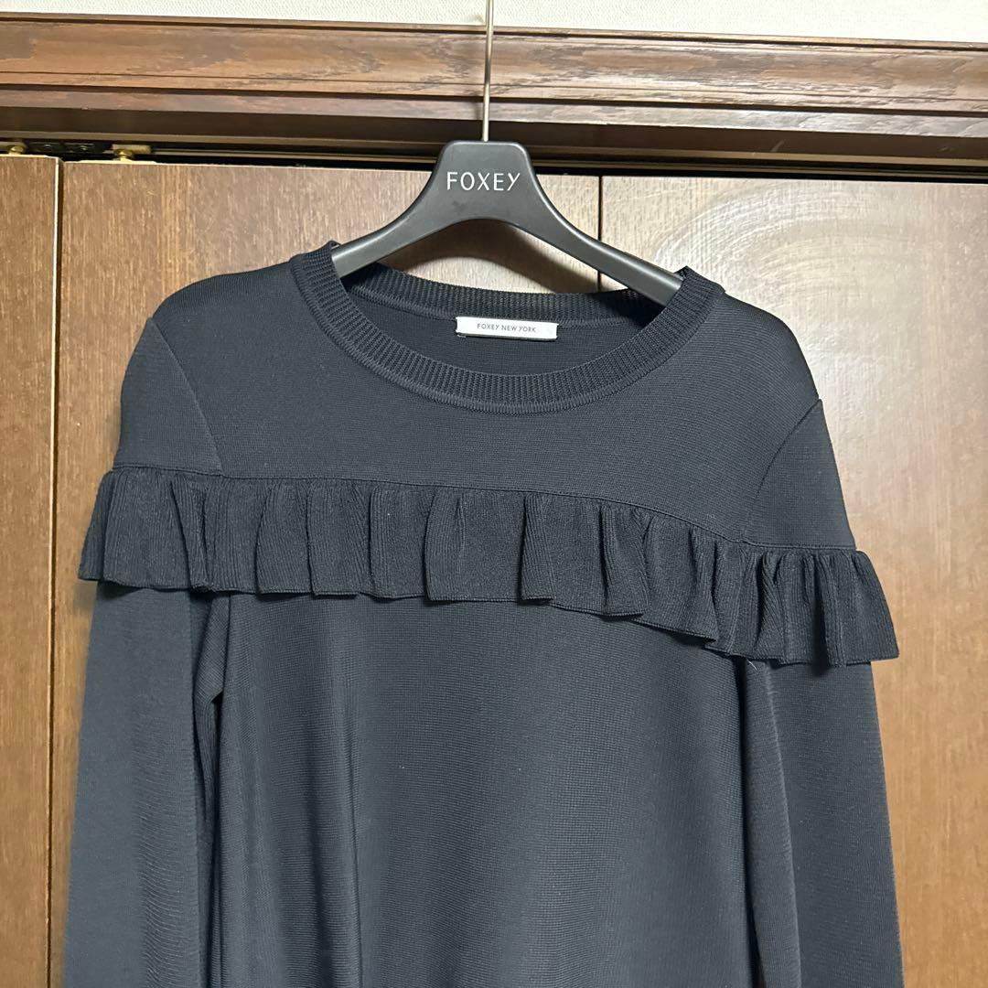 美品✨ FOXEY NEW YORK フリル付き長袖ワンピース