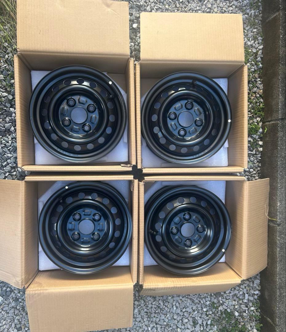 ダイハツ純正アトレー用スチールホイールとホイールキャップ4本セット（ナット付き）
