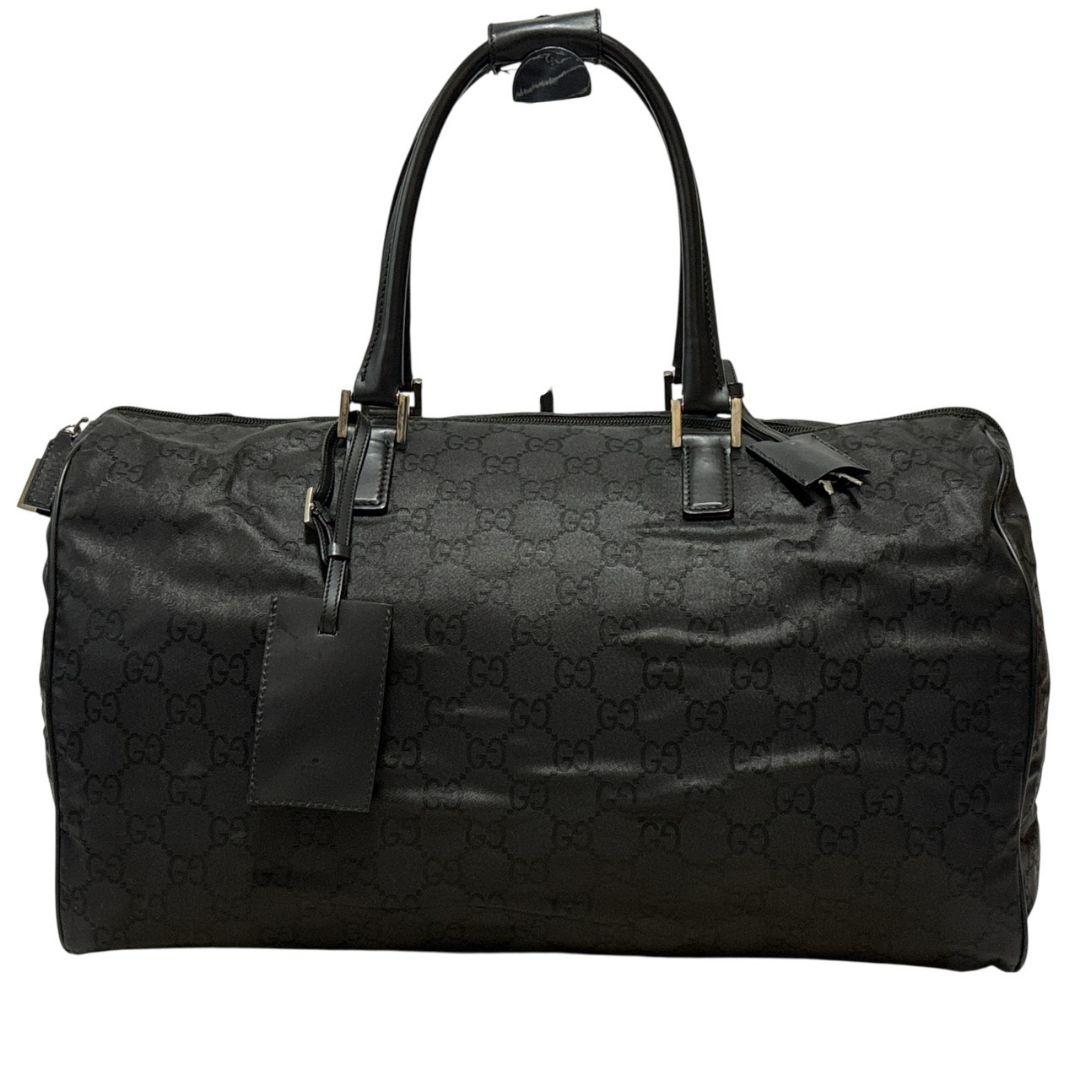 【美品】GUCCI グッチ ボストンバッグ GG柄 ナイロン×レザー ブラック